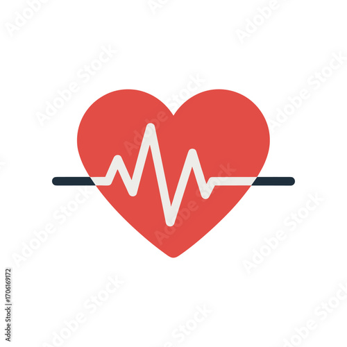 Heart symbol with heartbeat line, representing health and wellness in a minimalist design