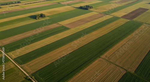 Aerial view of cultivated fields