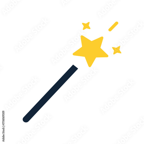 Magical wand with sparkling stars, symbolizing creativity and enchantment in a whimsical setting