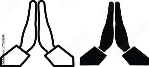 Praying Hands Icon Set – Respect, Gratitude, and Spiritual Symbol..eps