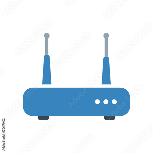 Modern wireless router with dual antennas on a clean background, ideal for tech-related use