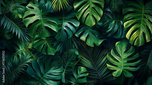 Lush tropical leaves