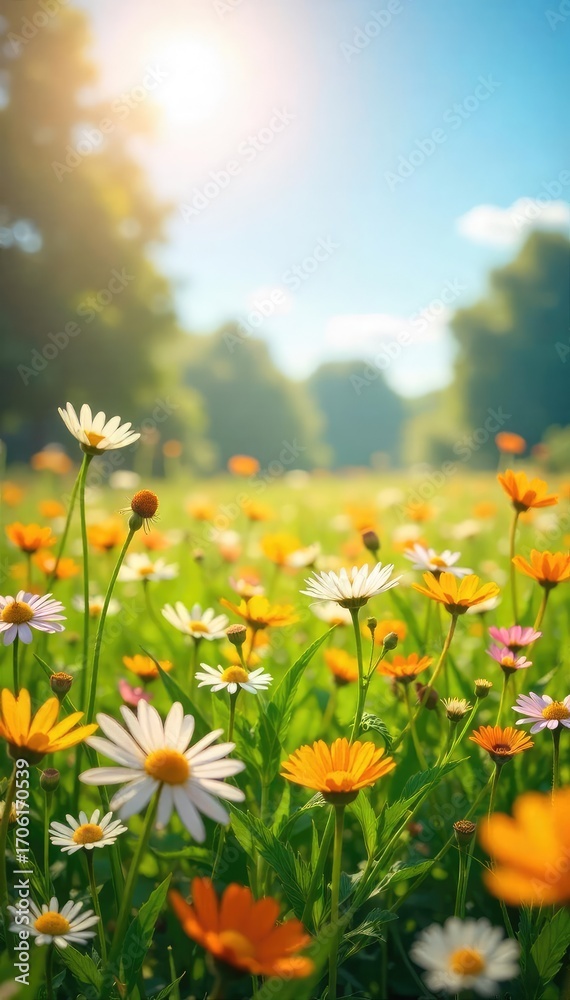 Obraz premium Sun-Drenched Wildflowers Swaying Gently in a Warm Breeze A Peaceful and Joyful Summer Meadow Scene
