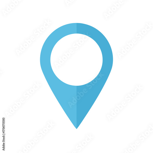 Simple blue location pin icon on a white background, symbolizing navigation and mapping