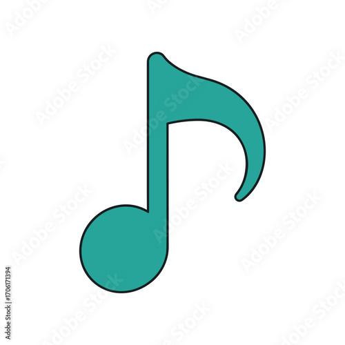 Vibrant musical note icon representing creativity and sound, suitable for digital art projects