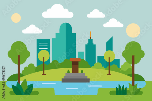 landscape with city