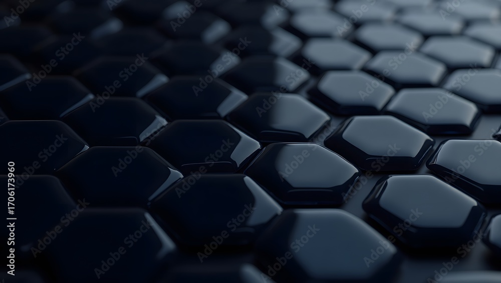 Obraz premium Dark background with seamless 3D hexagon tile pattern, purpose for background.