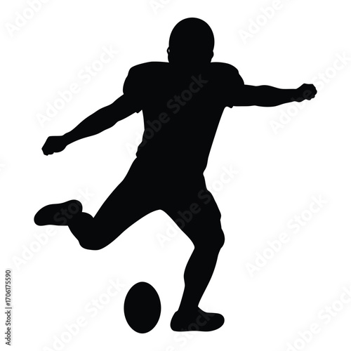 American football player kicking ball silhouette dynamic action sport athlete silhouette