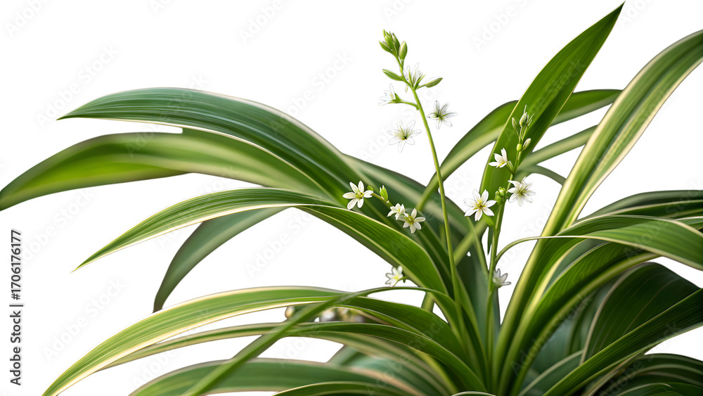 Fototapeta premium Chlorophytum comosum with white flowers