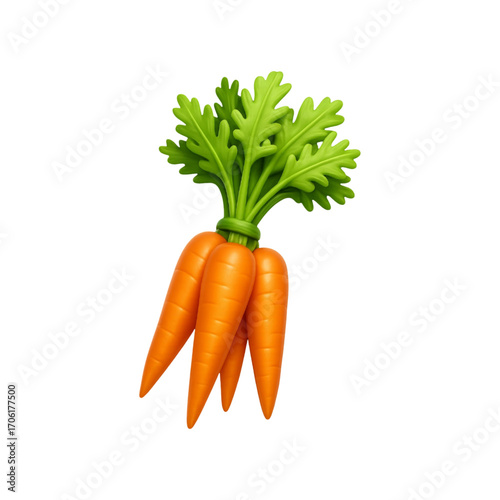 Bunch of fresh carrots with green tops isolated on transparent background