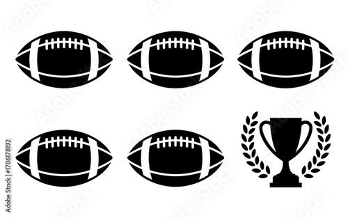 American Football Pattern Background with Trophy Illustration for Championship Success and Victory Celebration Sporting Events