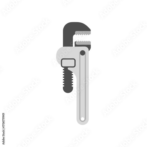 A detailed view of an adjustable wrench, showcasing its metallic texture and design, set against a plain background, ideal for DIY and plumbing-related content
