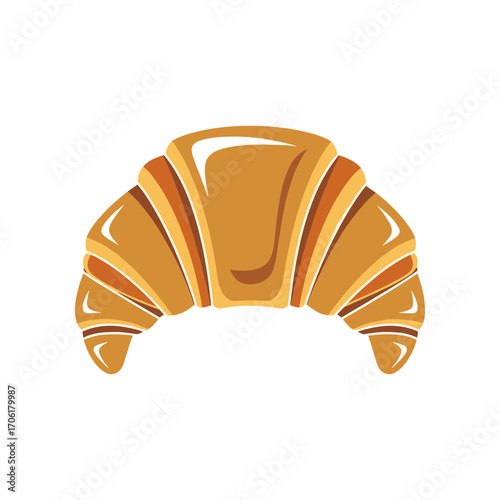 A golden croissant resting on a clean white background, perfect for bakery promotions and food blogs