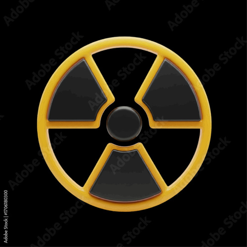 3D Render of Radioactive Symbol Warning Sign for Nuclear Energy and Radiation
