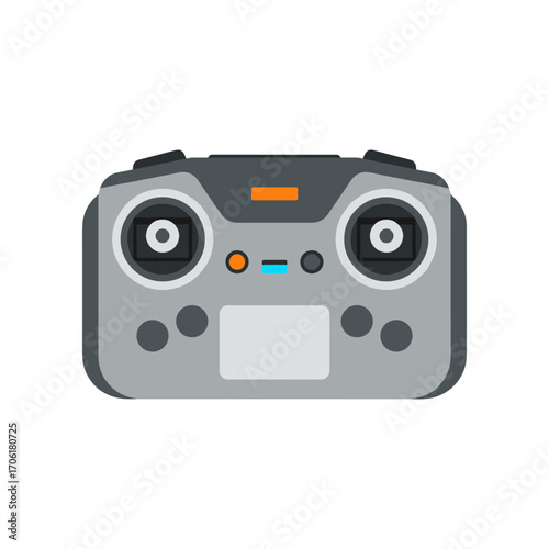 A top-down view of a modern remote control, showcasing its buttons and design, suitable for tech enthusiasts