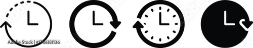 Four Clock Icons Representing Time Cycle