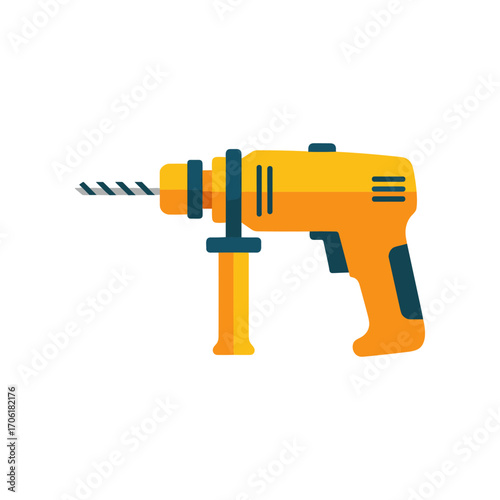 Brightly colored electric drill on a white background, showcasing its design and functionality