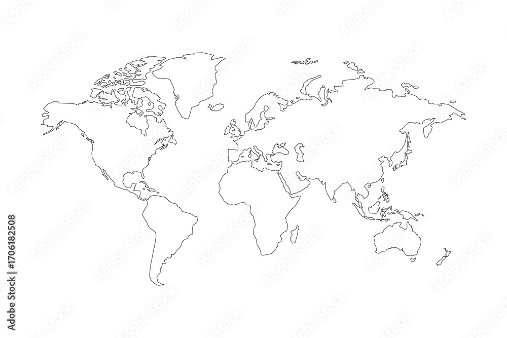 Naklejka premium World Map, Very high resolution world map, isolated on white background. Infographic, Flat Earth, Globe similar world map icon.