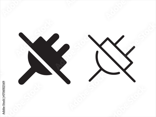 No electricity icon unplugged symbol isolated on white background