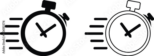 Stop watch icon design elements pack. Vector symbols for UI Designs. On white background. 


