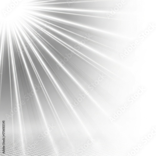 Bright white light rays bursting from a corner