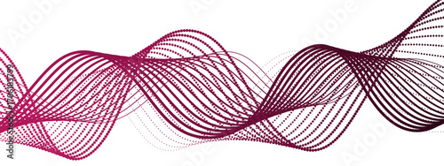 Abstract dynamic and flowing background with soft turquoise-pink waveforms and dotted halftone elements. Aesthetic is futuristic, minimalistic, and technology-inspired, ideal for science, digital,