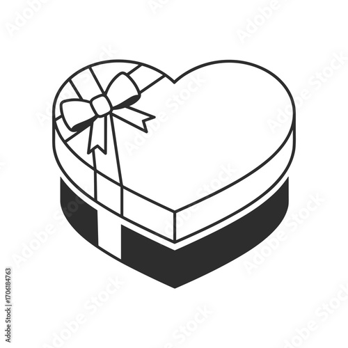 Heart-shaped gift box with a ribbon, symbolizing love and celebration, ideal for romantic occasions