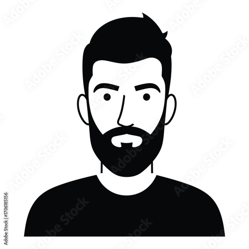 Modern bearded man avatar portrait graphic icon for digital use and branding silhouette