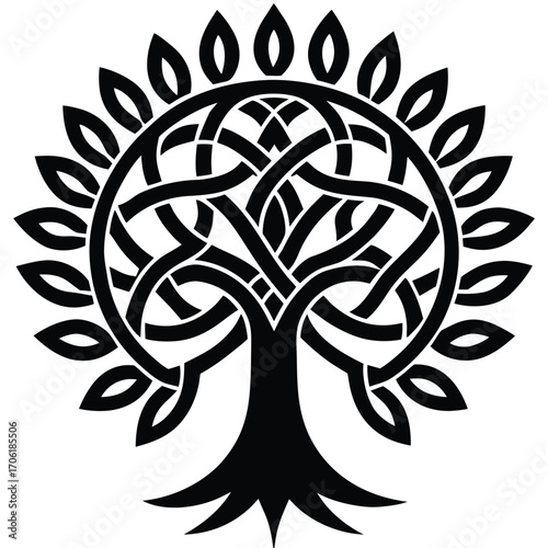 celtic tree of life knotwork design isolated on white background