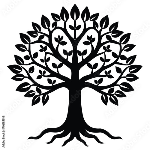 buddhist tree of life symbolism isolated on white background