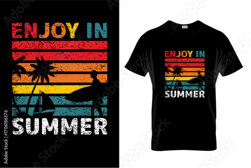 Professional and colorful summer t shirt design with mockup