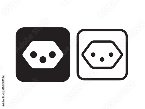 Electric outlet vector icon isolated on white background for app and web design