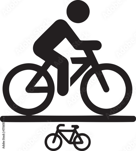 Bicycle path silhouette icon vector, cycling route symbol design for transport, recreation, and travel.