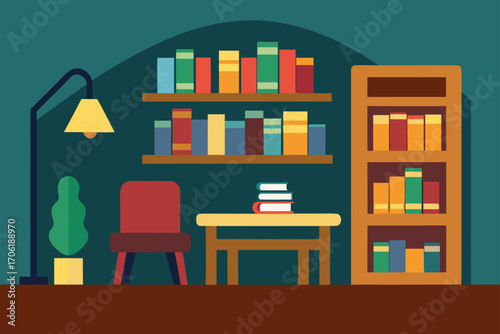 vector illustration of a bookshelf