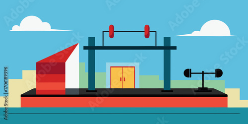 Vector illustration of a modern city building with urban business architecture and construction design