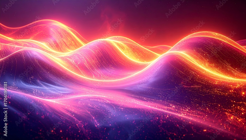 Obraz premium Abstract glowing wavy landscape (1)