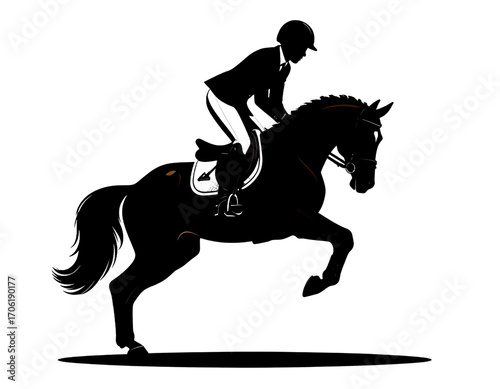 Equestrian rider jumping horse silhouette show jumping sport