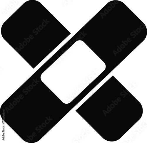 Black cross-shaped adhesive bandage icon.