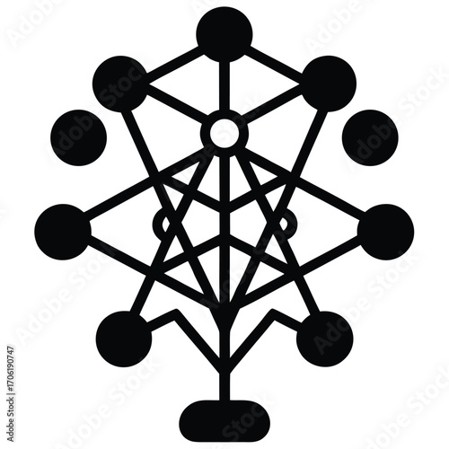 jewish kabbalah tree of life diagram isolated on white background
