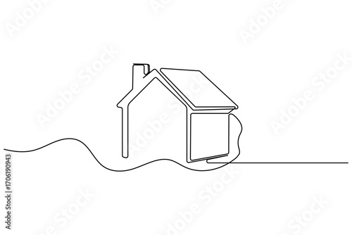 House continuous one line drawing and minimalist style isolate outline