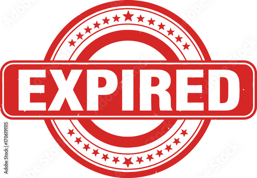 Expired Red Stamp Design with White Text on Transparent Background, Round Shape
