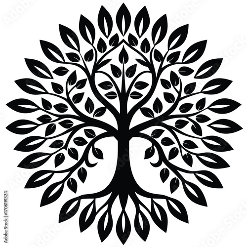 mandala tree of life with floral patterns isolated art