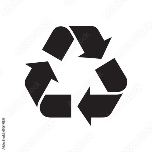 Recycle Icon: A clean and minimal vector design representing the universal symbol of recycling, environmental conservation, and sustainability.