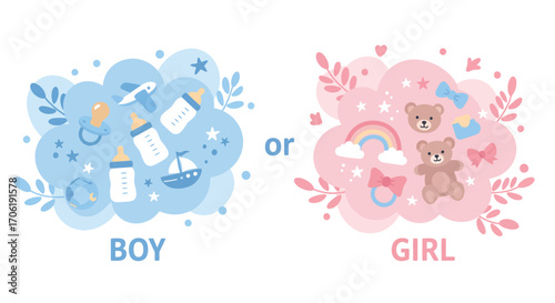 Gender reveal banner vector design