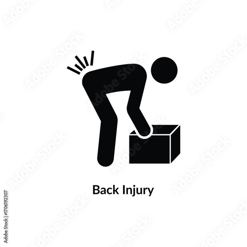 Back Injury Icon. Workplace Safety and Caution Illustration.