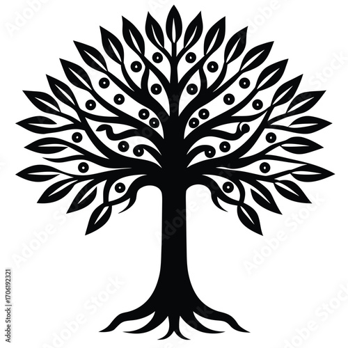 native american tree of life totem isolated on white background