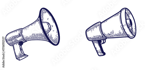Hand drawn loudspeaker icon. Monetization ads icon