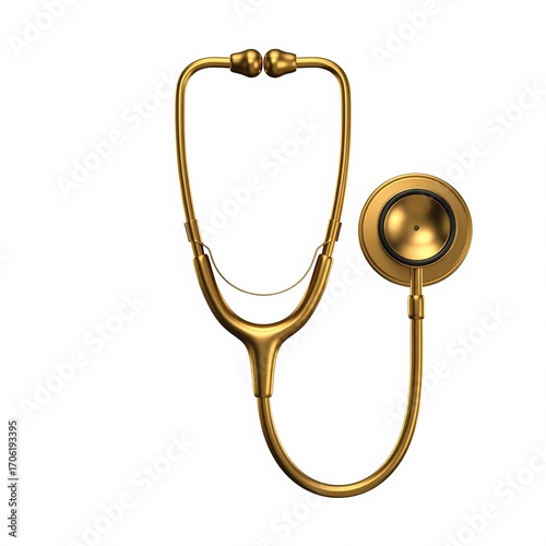 A shiny golden stethoscope with a glossy surface,