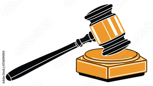 Vector illustration of a wooden gavel and sound block