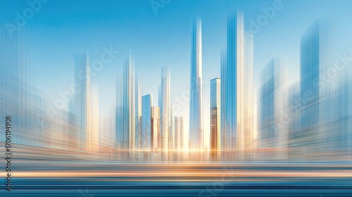 Futuristic Skyscrapers with Motion Blur (Close View)